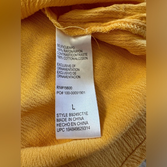 Democracy Sleeveless Yellow Button-Down Shirt with Tie - Size Large - Picture 7 of 10